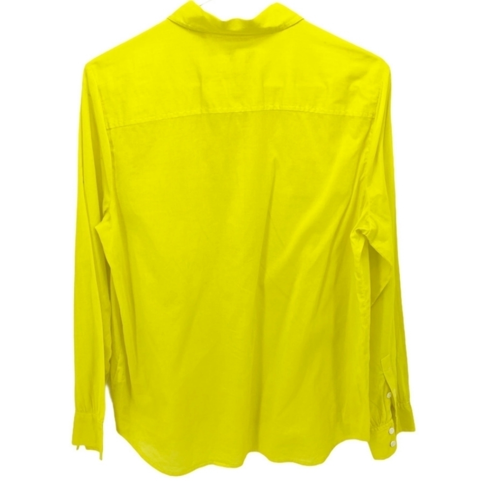 J.Crew Bright Kiwi Garment-Dyed Popover Henley Top Long Sleeve Pockets Front - Picture 2 of 6
